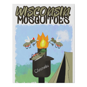 Wisconsin Mosquitoes Cartoon - Camping by Tiki Faux Canvas Print