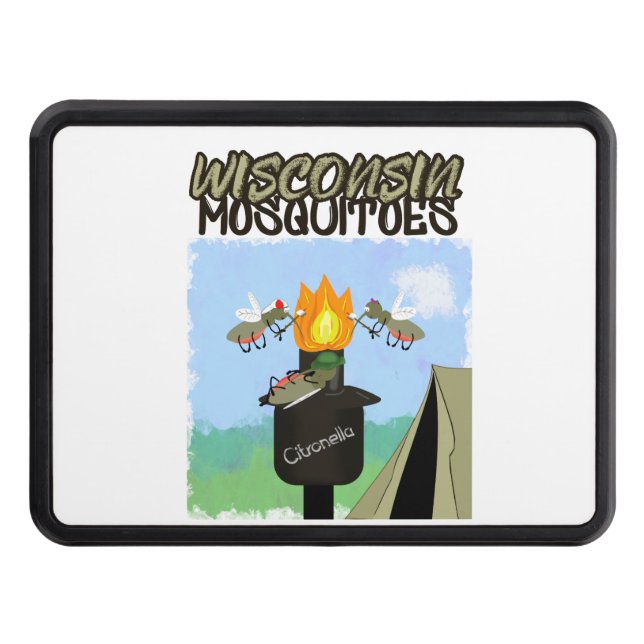 Wisconsin Mosquitoes Cartoon - Camping by Tiki Hitch Cover (Front)