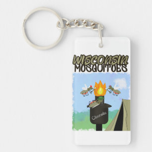 Wisconsin Mosquitoes Cartoon - Camping by Tiki Keychain