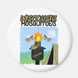 Wisconsin Mosquitoes Cartoon - Camping by Tiki Magnet