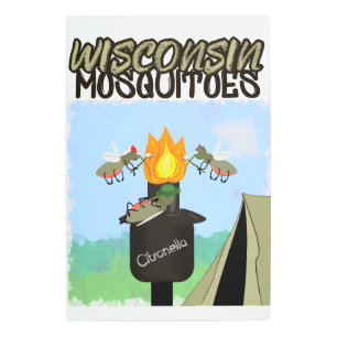 Wisconsin Mosquitoes Cartoon - Camping by Tiki Metal Print