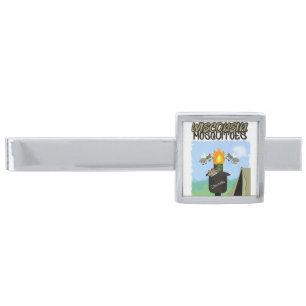 Wisconsin Mosquitoes Cartoon - Camping by Tiki Silver Finish Tie Bar