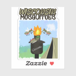 Wisconsin Mosquitoes Cartoon - Camping by Tiki Sticker