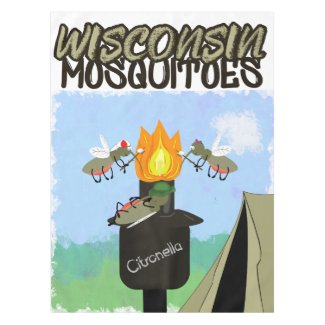 Wisconsin Mosquitoes Cartoon - Camping by Tiki Tablecloth