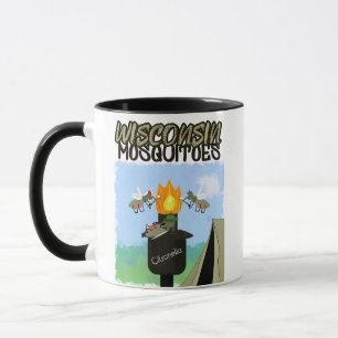 Wisconsin Mosquitoes Cartoon - Camping by Tiki  "W Mug