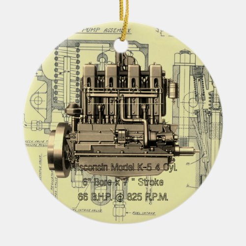 Wisconsin Motor Milwaukee Wisconsin Engine Early K Ceramic Ornament