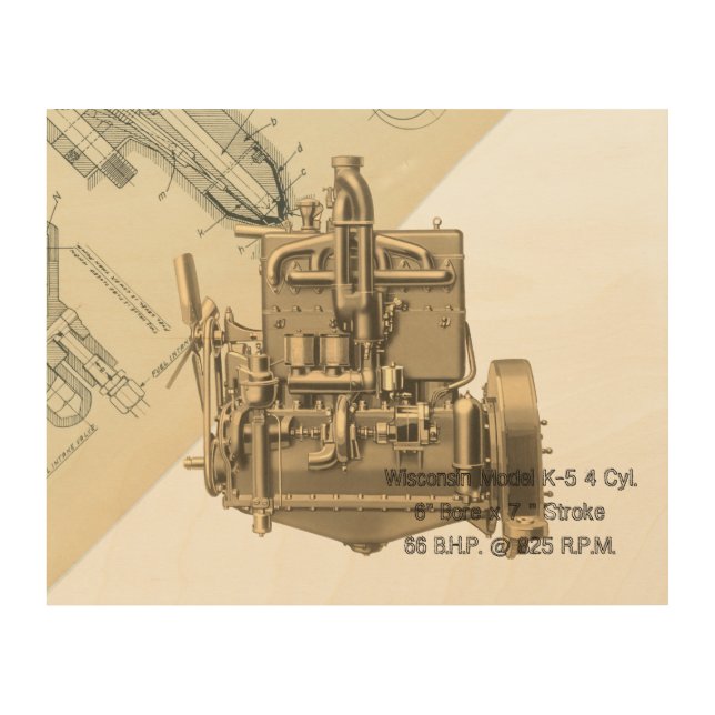Wisconsin Motor Milwaukee Wisconsin Engine Early K Wood Wall Decor (Front)
