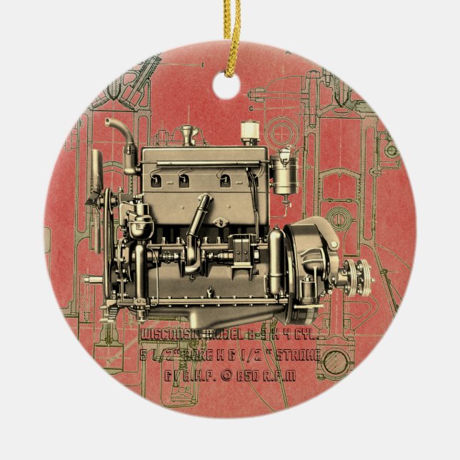 Wisconsin Motor Milwaukee Wisconsin gas engine B-3 Ceramic Ornament (Front)