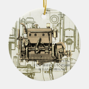 Wisconsin Motor Milwaukee Wisconsin gas engine B-3 Ceramic Ornament