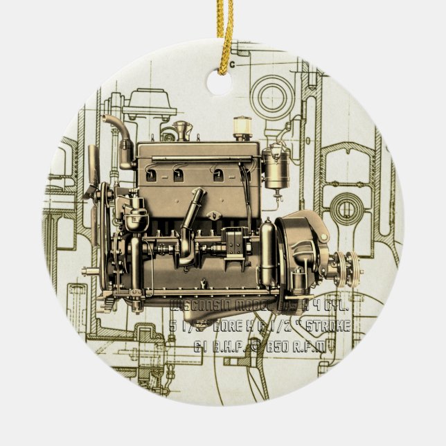 Wisconsin Motor Milwaukee Wisconsin gas engine B-3 Ceramic Ornament (Front)