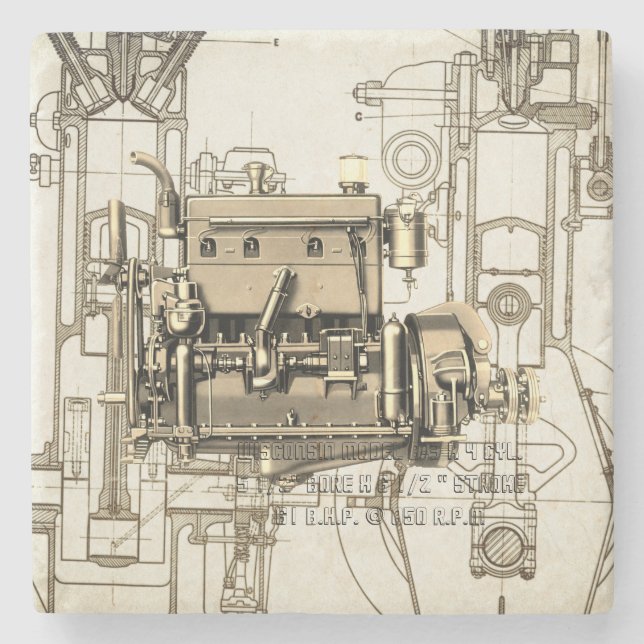 Wisconsin Motor Milwaukee Wisconsin gas engine B-3 Stone Coaster (Front)