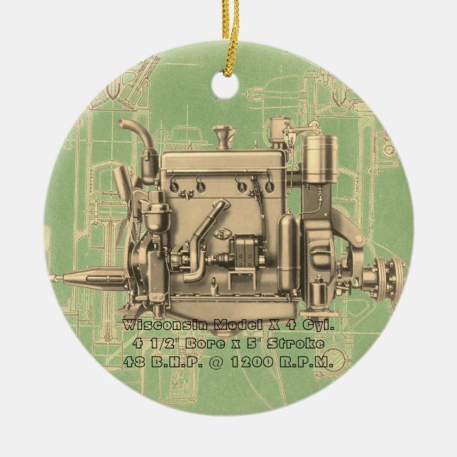Wisconsin Motor Milwaukee Wisconsin gas engine X Ceramic Ornament (Front)