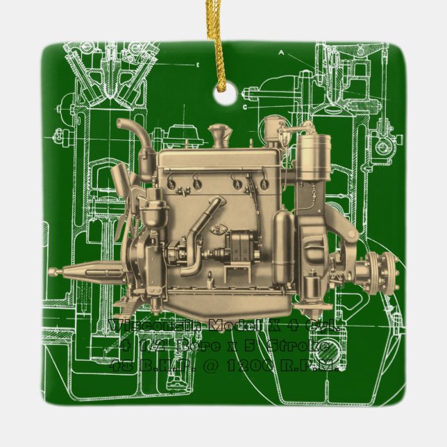 Wisconsin Motor Milwaukee Wisconsin gas engine X Ceramic Ornament (Front)