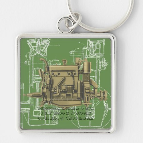 Wisconsin Motor Milwaukee Wisconsin gas engine X Keychain