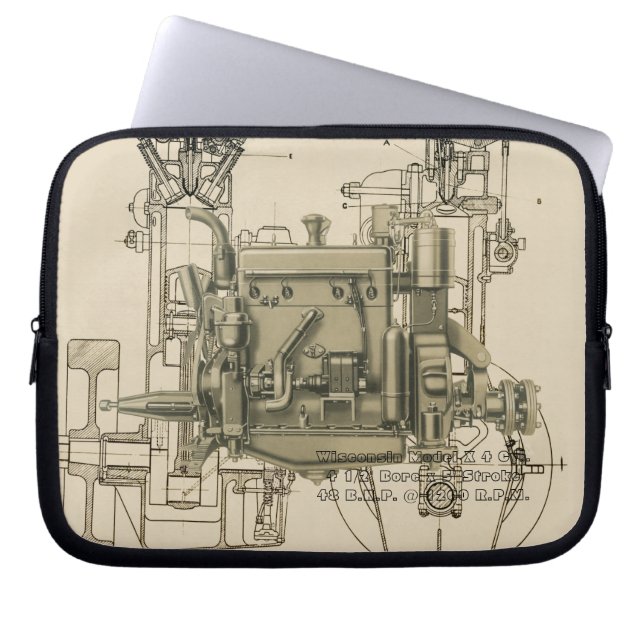 Wisconsin Motor Milwaukee Wisconsin gas engine X Laptop Sleeve (Front)
