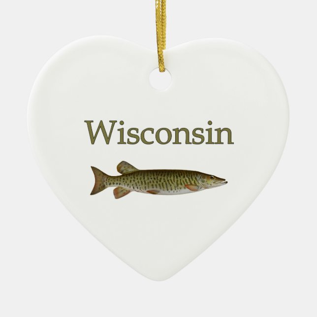 Wisconsin Musky Ceramic Ornament (Front)