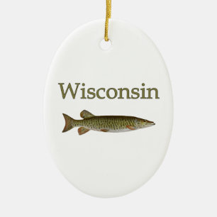 Wisconsin Musky Ceramic Ornament