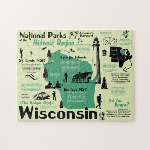 Wisconsin National Parks Infographic Map Jigsaw Puzzle