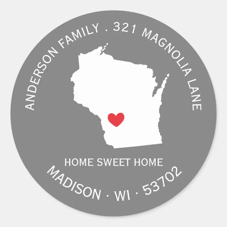 WISCONSIN New Home Address Label Sticker Zazzle