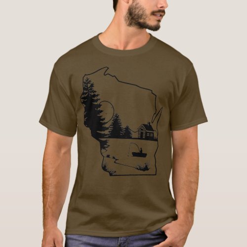 Wisconsin Northwoods Lake Fishing T_Shirt