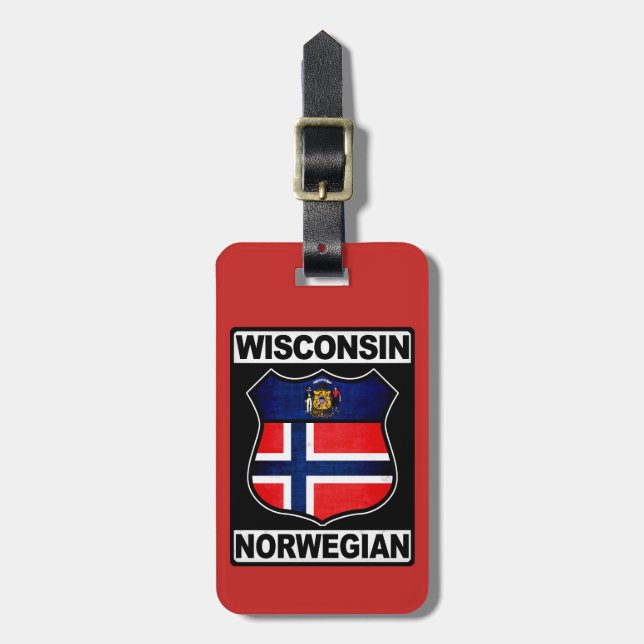 Wisconsin Norwegian American Luggage Tag Template (Front Vertical)