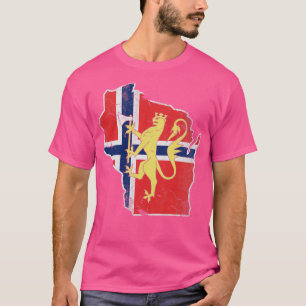 Wisconsin Norwegian American Norge Norway Flag Vin T-Shirt