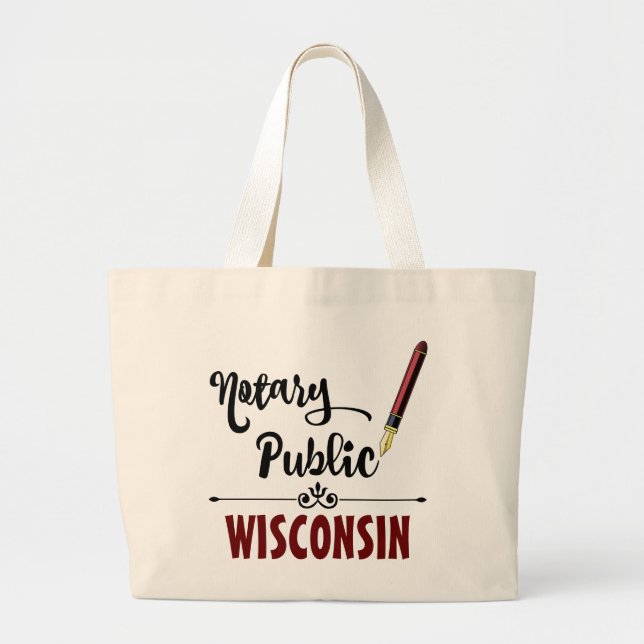 Wisconsin Notary Public Ink Pen Large Tote Bag (Front)