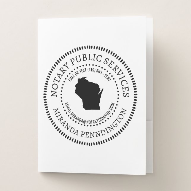 Wisconsin Notary Services Pocket Folder (Front)
