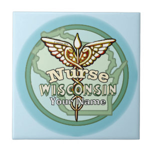 Wisconsin Nurse Caduceus Ceramic Tile