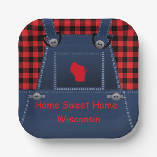 Wisconsin Overalls Buffalo Plaid 7 Paper Plates