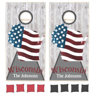 Wisconsin Patriotic Cornhole Set