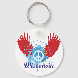 Wisconsin Peace Sign Keychain