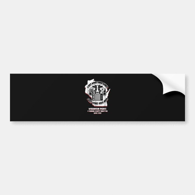 Wisconsin Picnic Cow Beer, Cheese & Accordion Bumper Sticker (Front)