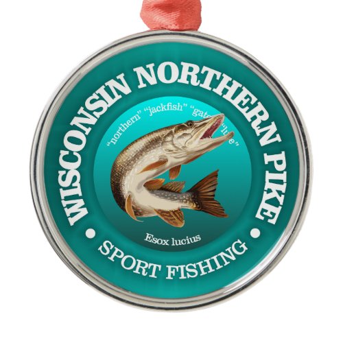 Wisconsin Pike Fishing Metal Ornament