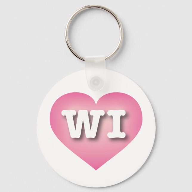 Wisconsin Pink Fade Heart - I love WI Keychain (Front)