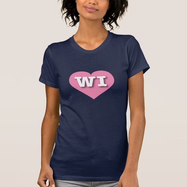 Wisconsin Pink Heart - I love WI T-Shirt (Front)