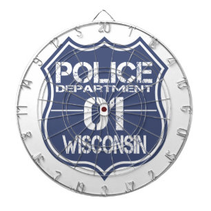 Wisconsin Police Department Shield 01 Dartboard With Darts
