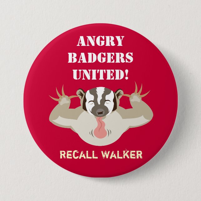 Wisconsin Politics_Angry Badgers United_Recall Button (Front)