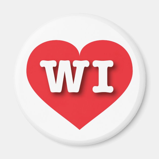 Wisconsin Red Heart - I love WI Magnet (Front)