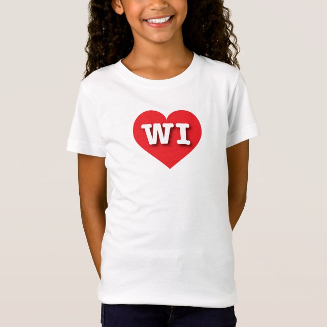 Wisconsin Red Heart - I love WI T-Shirt (Front)