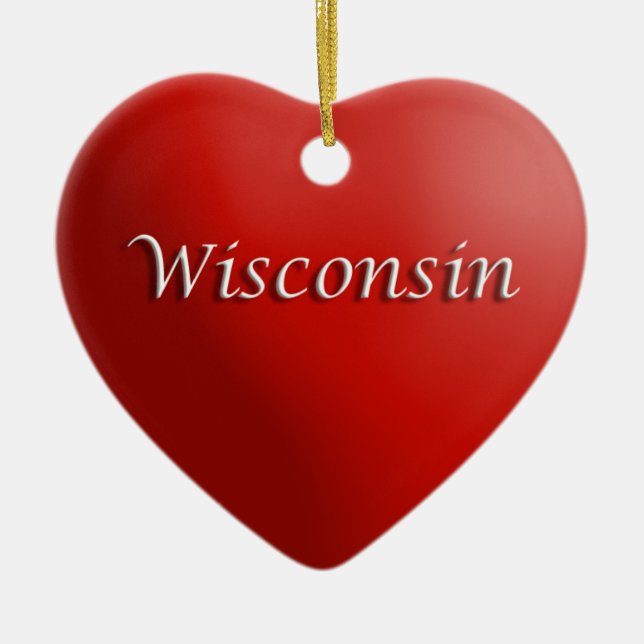 Wisconsin Red Heart Keepsake Ornament (Front)