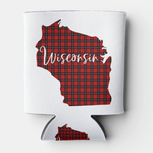Wisconsin Red Plaid State Matching Pajama Family Can Cooler