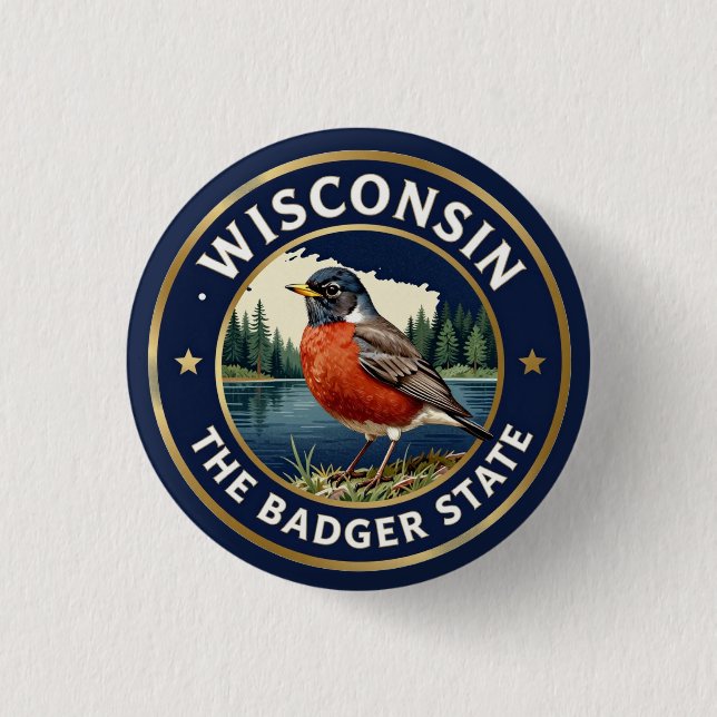 🐦 Wisconsin Robin Badger Heritage Button (Front)