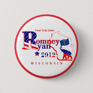 Wisconsin Romney and Ryan 2012 Button Customize 2