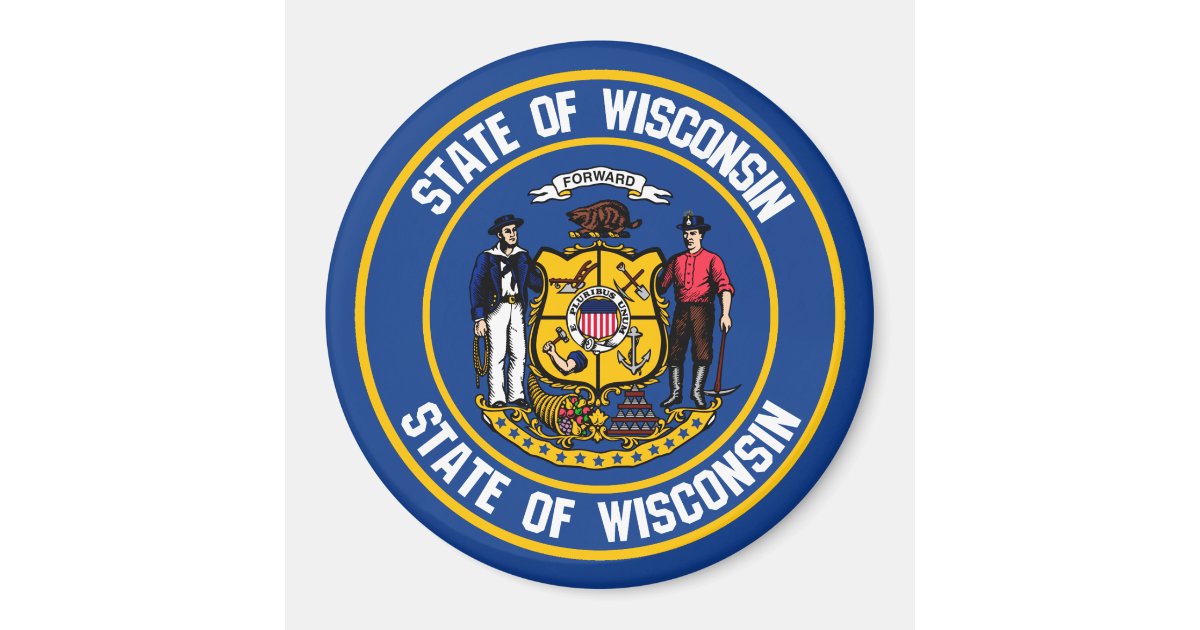 Wisconsin Round Emblem Magnet | Zazzle