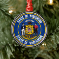 Wisconsin Round Emblem Metal Ornament | Zazzle