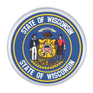 Wisconsin Round Emblem Silver Finish Lapel Pin