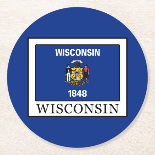 Wisconsin Round Paper Coaster