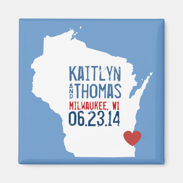 Wisconsin Save the Date - Customizable City Magnet (Front)