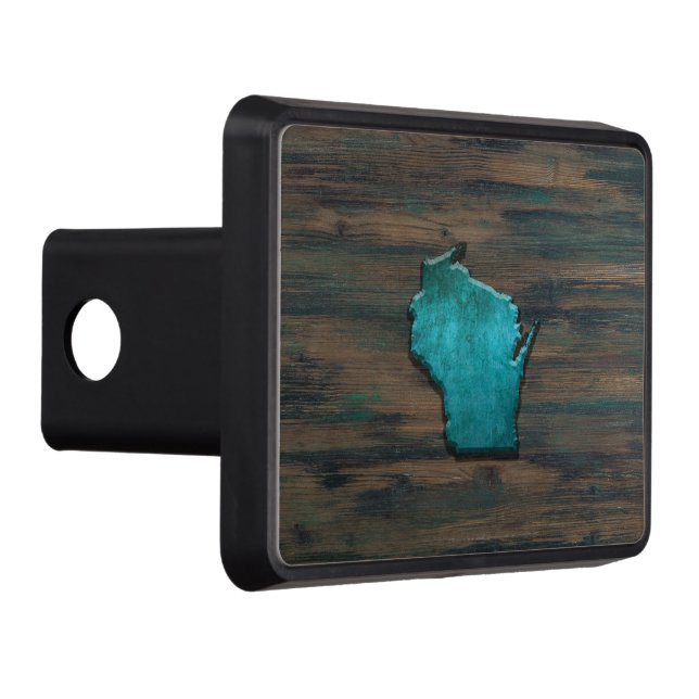 Wisconsin Shape Teal Hitch Cover (Right)